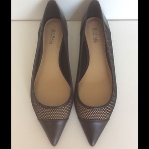 Michael Kors ‘Leilah’ black nude mesh pointy flats